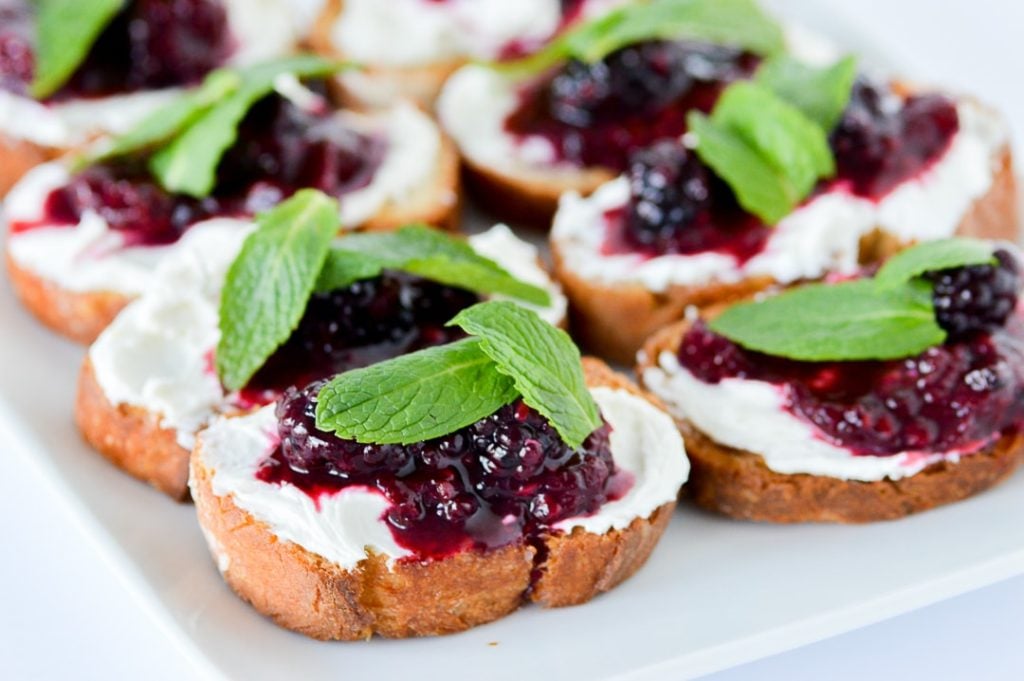 Goat Cheese Blackberry Mint Crostini