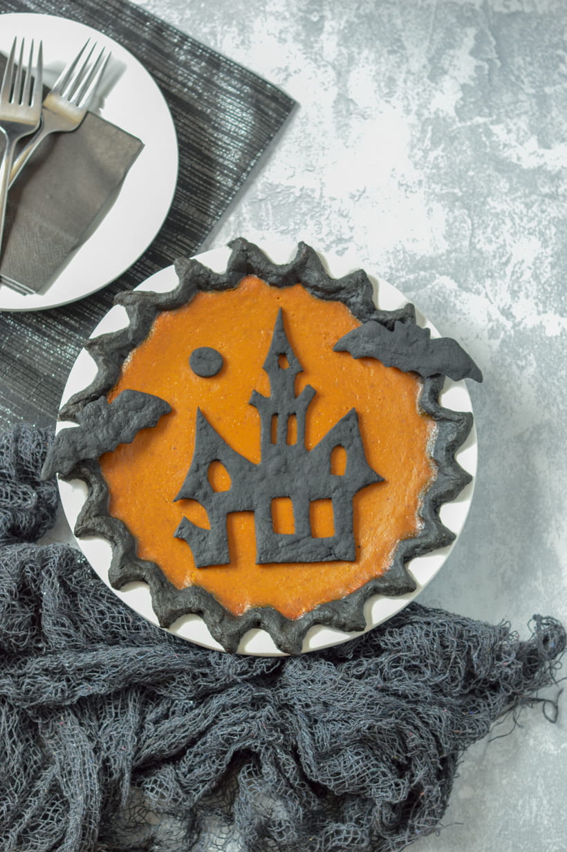 Halloween Pumpkin Pie Activated Charcoal Black Crust 